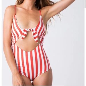 Beach Riot Red and White Striped one piece bathing suit